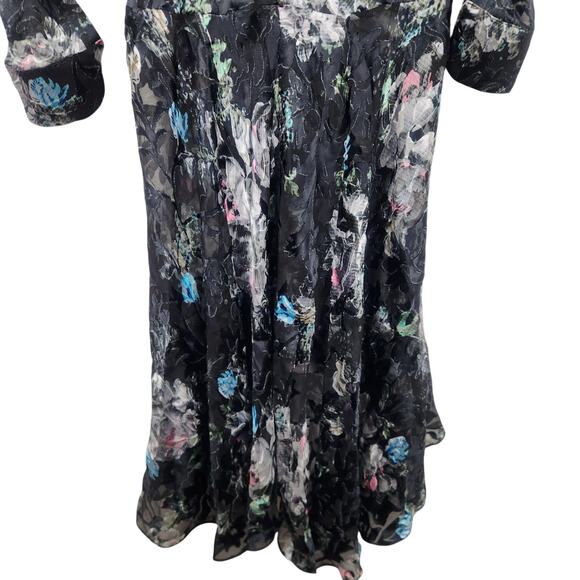 Preen by Thornton Bregazzi Floral Dress Black Size XS Long Sleeve *Missing Slip* - Picture 8 of 11